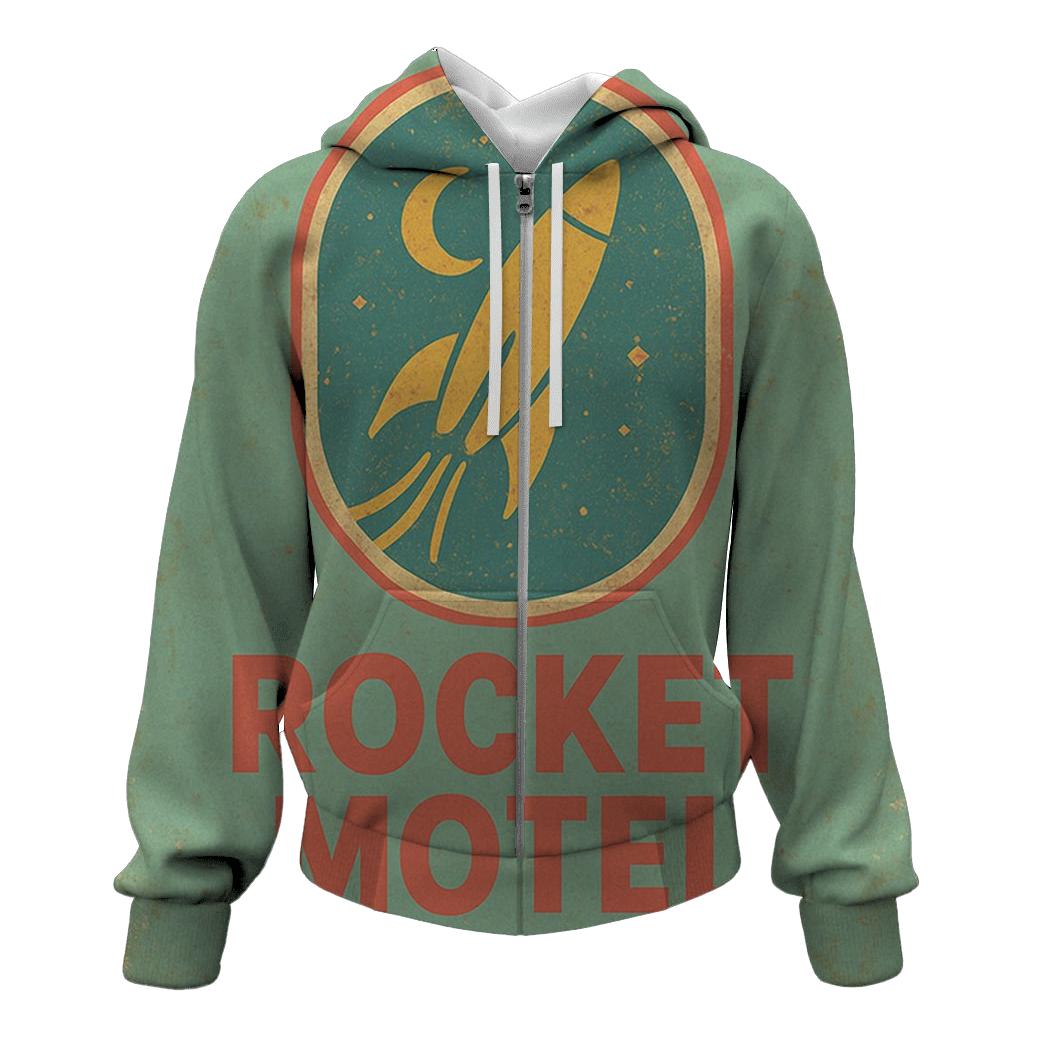 Retro Space Age Motel Keytag Illustration embroidered hoodies