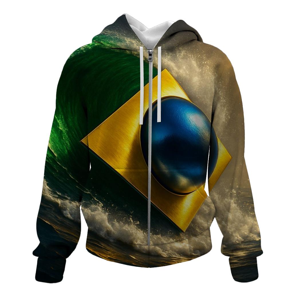 Brazil Metallic Aurora Flag lightweight hoodies