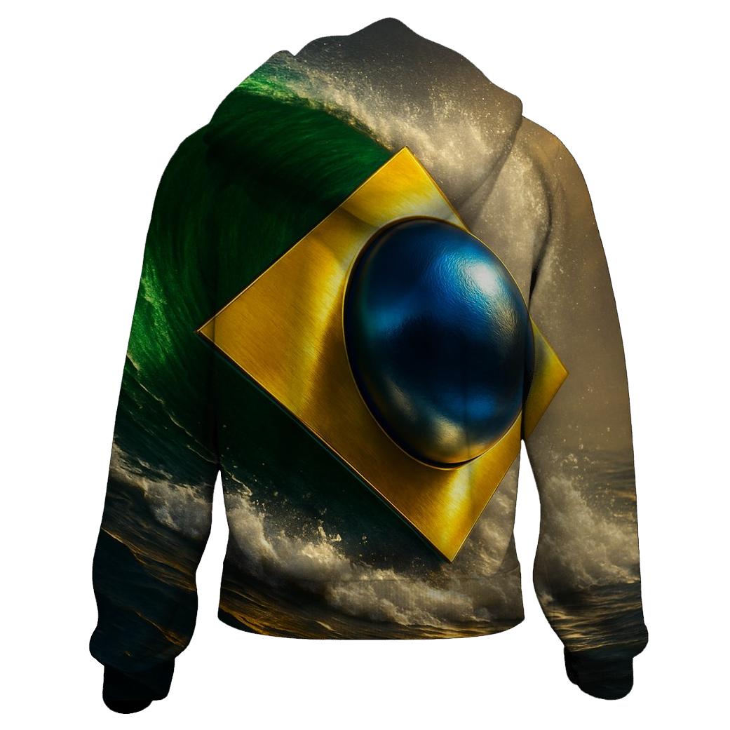 Brazil Metallic Aurora Flag lightweight hoodies