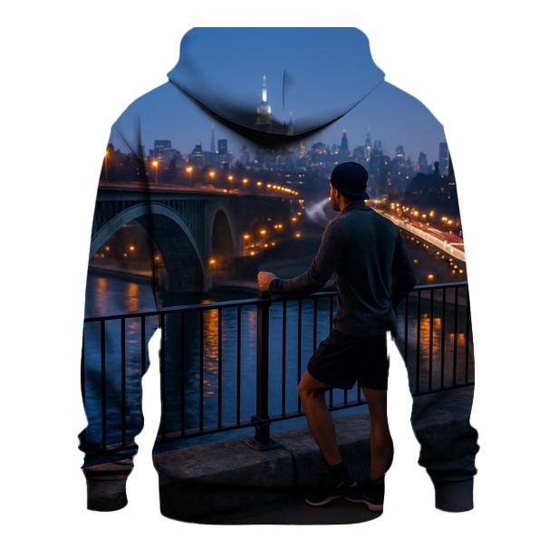 Harlem River Blue Hour From The High Bridge Walkway heavyweight hoodies