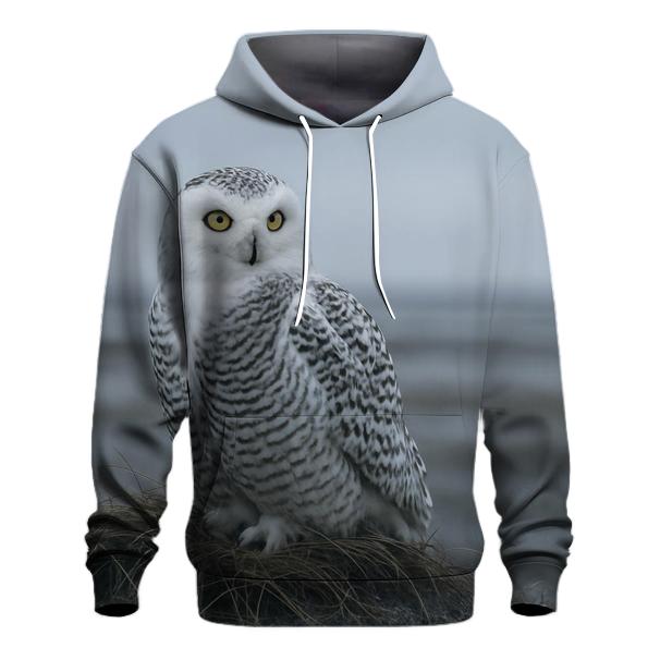 Frostline Sentinel Snowy Owl graphic hoodies