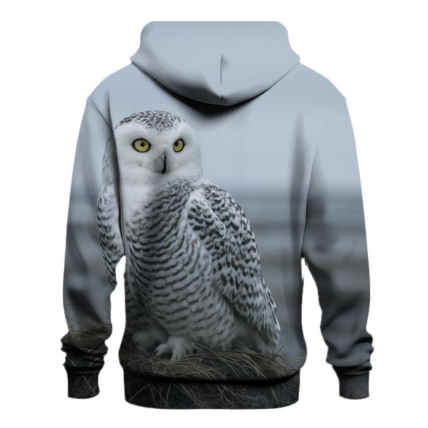 Frostline Sentinel Snowy Owl graphic hoodies