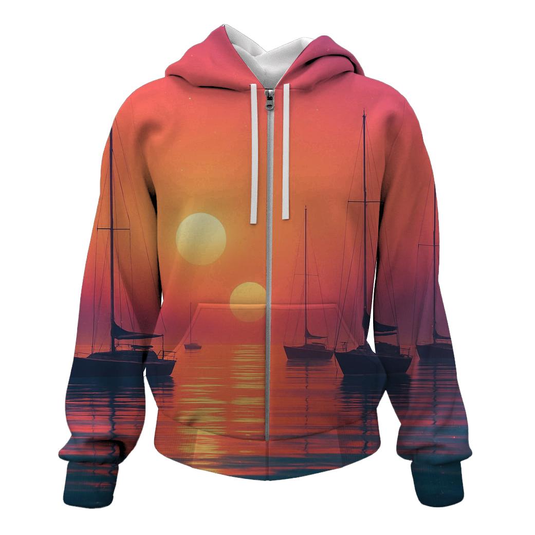Celestial Harbor Afterglow zip-up hoodies