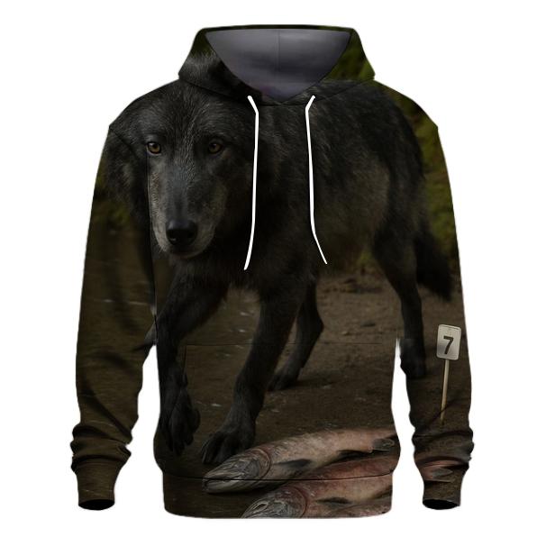 Coastal Rainforest Wolf In Salmon Science Tagging Zone premium hoodies