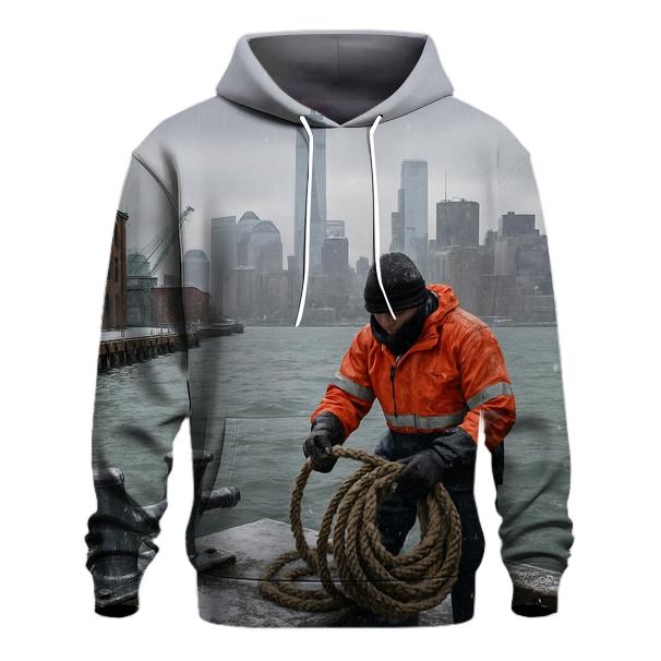 First Snow Over Lower Manhattan From Red Hook Waterfront lightweight hoodies