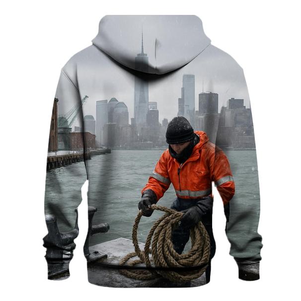 First Snow Over Lower Manhattan From Red Hook Waterfront lightweight hoodies