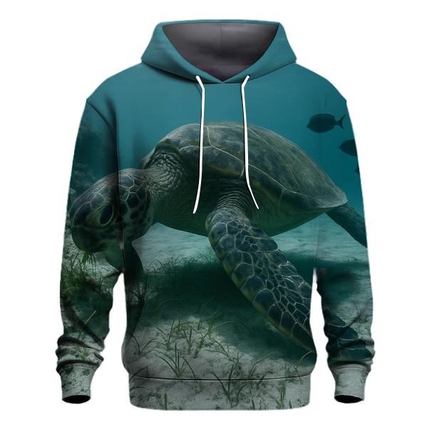 Reef Edge Glide Green Sea Turtle graphic hoodies
