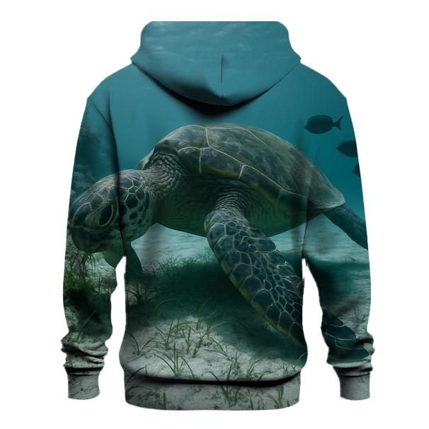 Reef Edge Glide Green Sea Turtle graphic hoodies