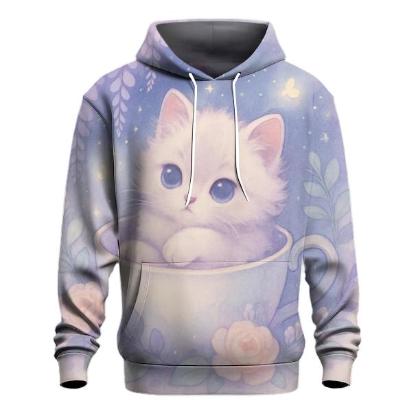 Moonlit Teacup Kitten Garden zip-up hoodies