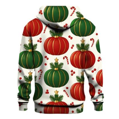 Crimson Ornament Pumpkin Tessellation On Snow White Background zip-up hoodies