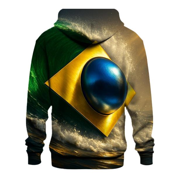 Brazil Metallic Aurora Flag embroidered hoodies