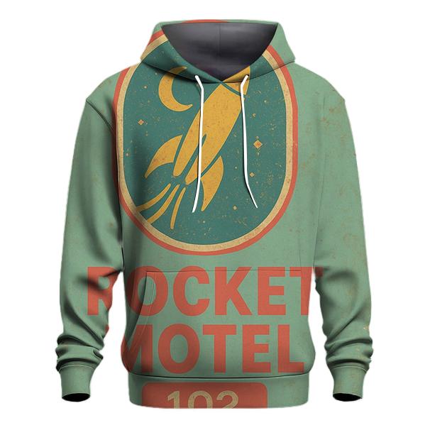 Retro Space Age Motel Keytag Illustration zip-up hoodies