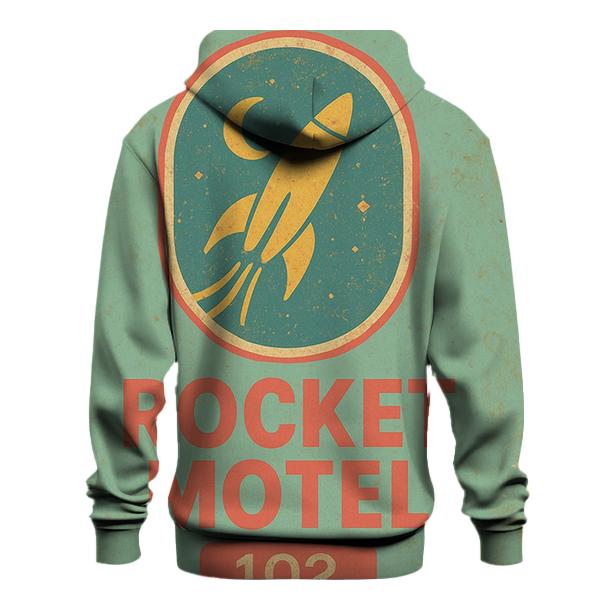 Retro Space Age Motel Keytag Illustration zip-up hoodies