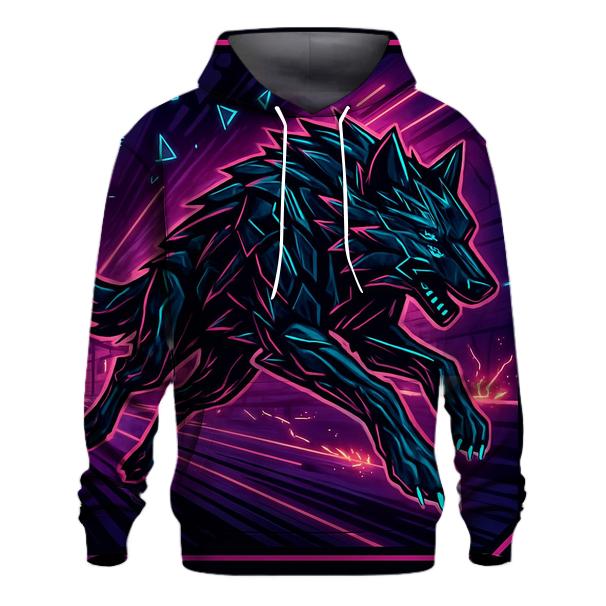 Obsidian Circuit Wolf In The Neon Forge lightweight hoodies