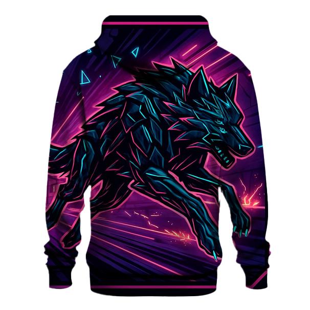 Obsidian Circuit Wolf In The Neon Forge lightweight hoodies