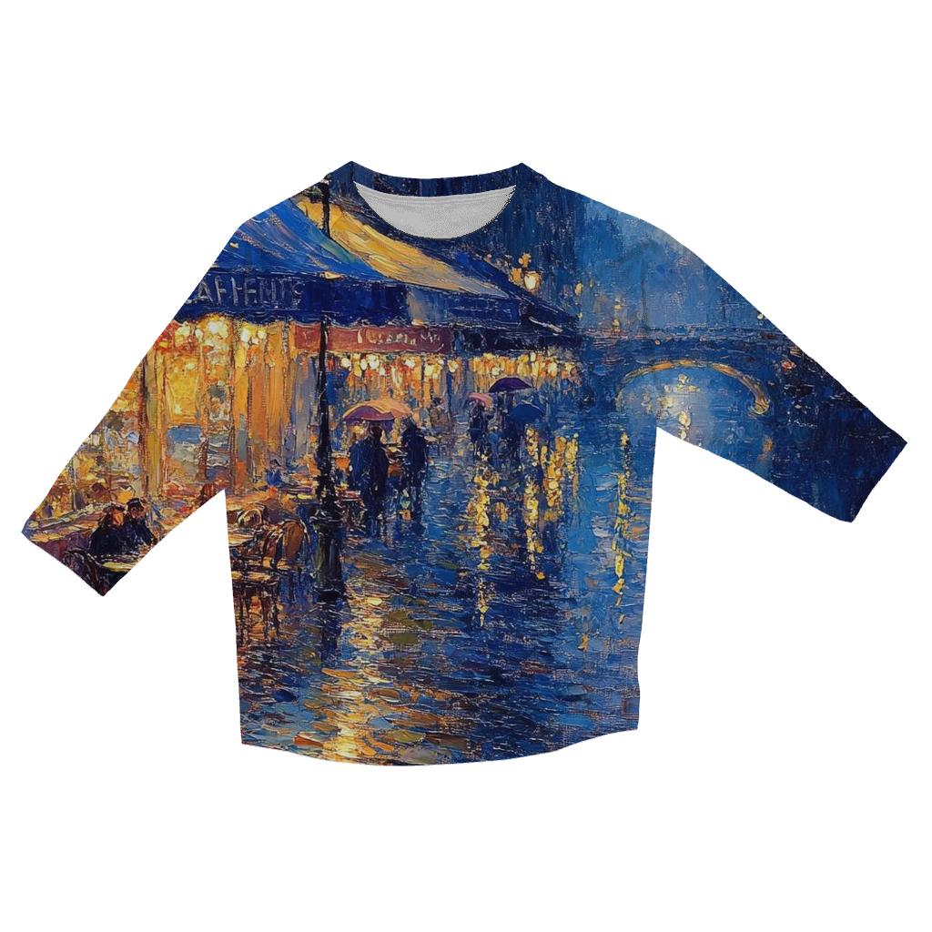 Claude Monet Inspired Citylights After Rain fashion 3/4 sleeve shirts