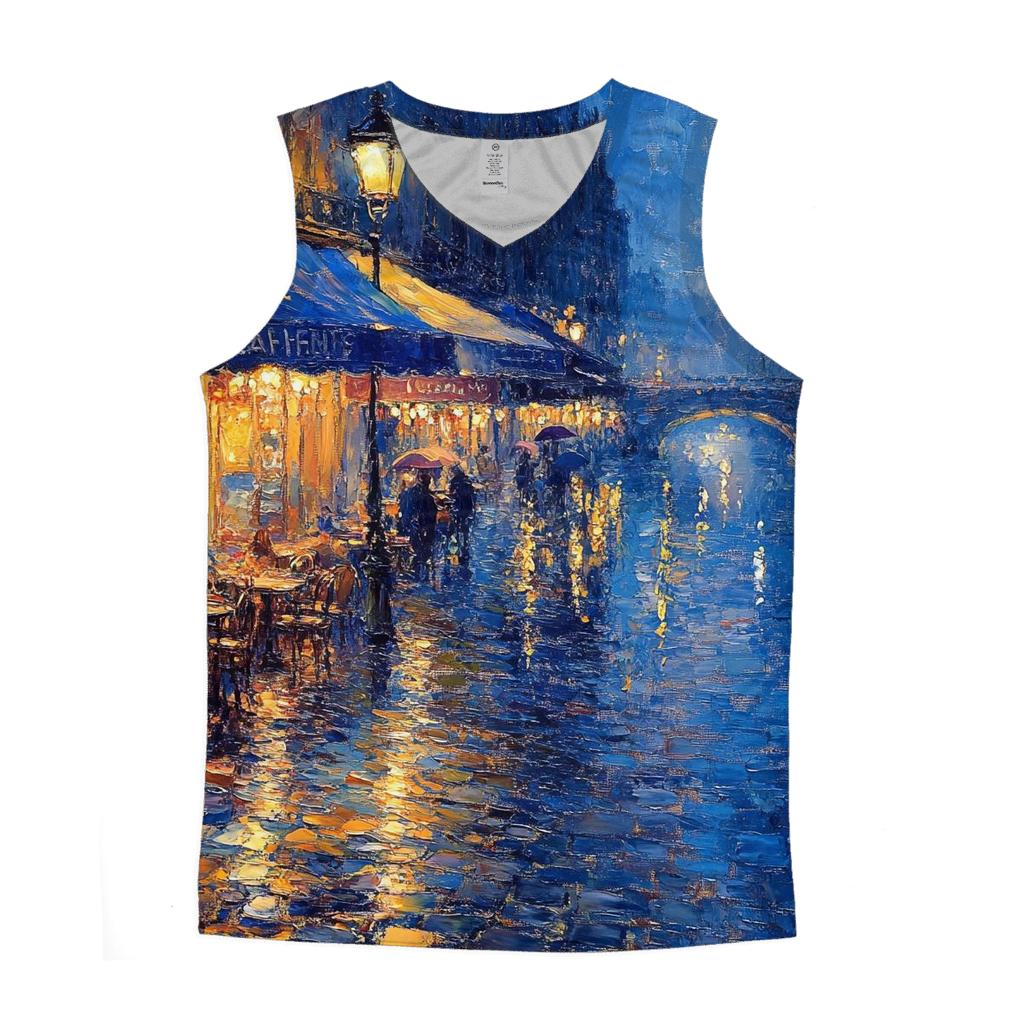 Claude Monet Inspired Citylights After Rain cotton sleeveless tops