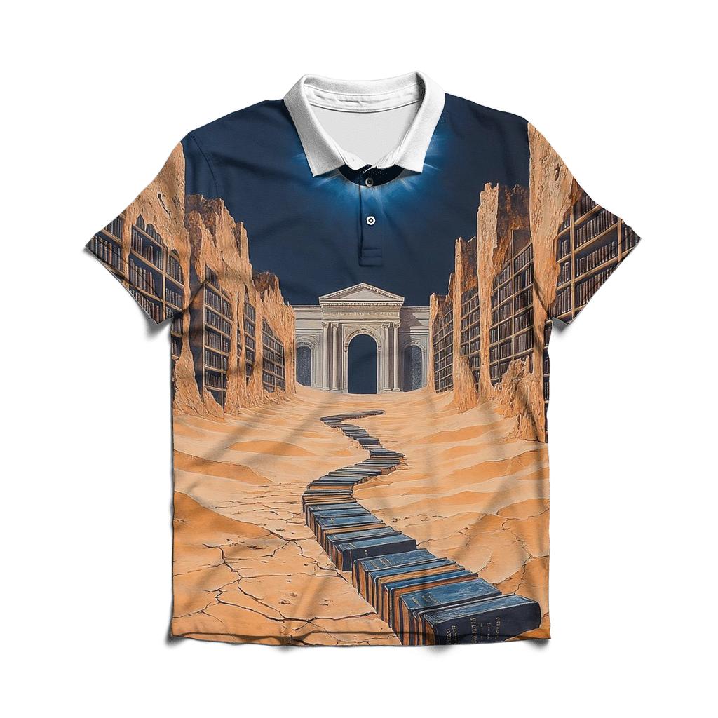 Salvador Dali Inspired Eclipse Over A Desert Library stylish collar polo tees