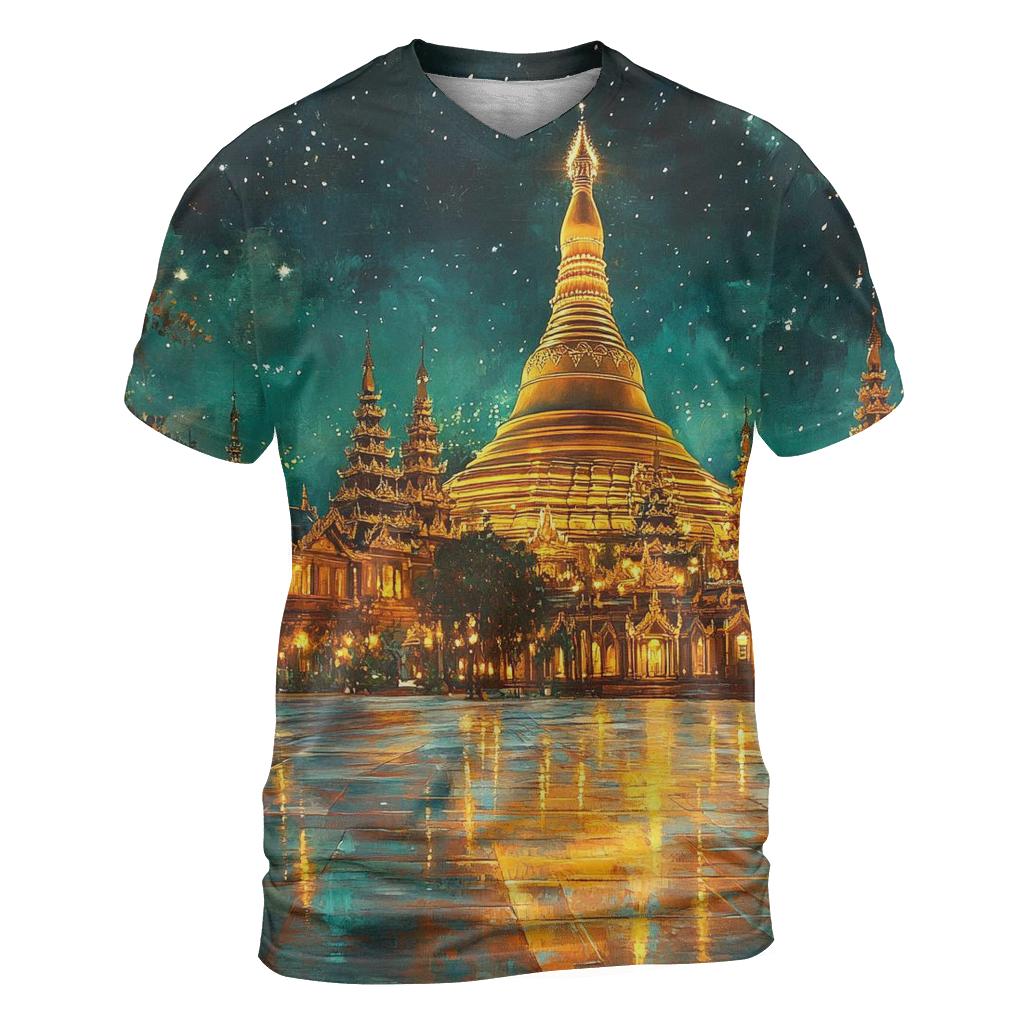 Shwedagon Pagoda - Yangon statement graphic shirts