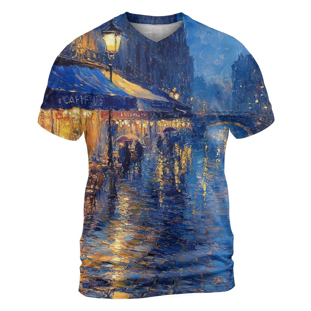 Claude Monet Inspired Citylights After Rain statement graphic shirts