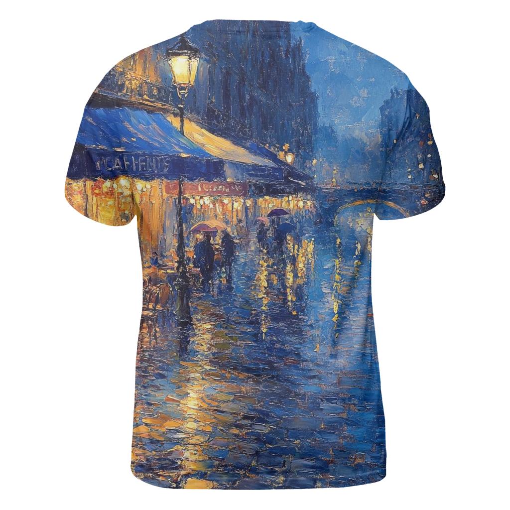 Claude Monet Inspired Citylights After Rain statement graphic shirts