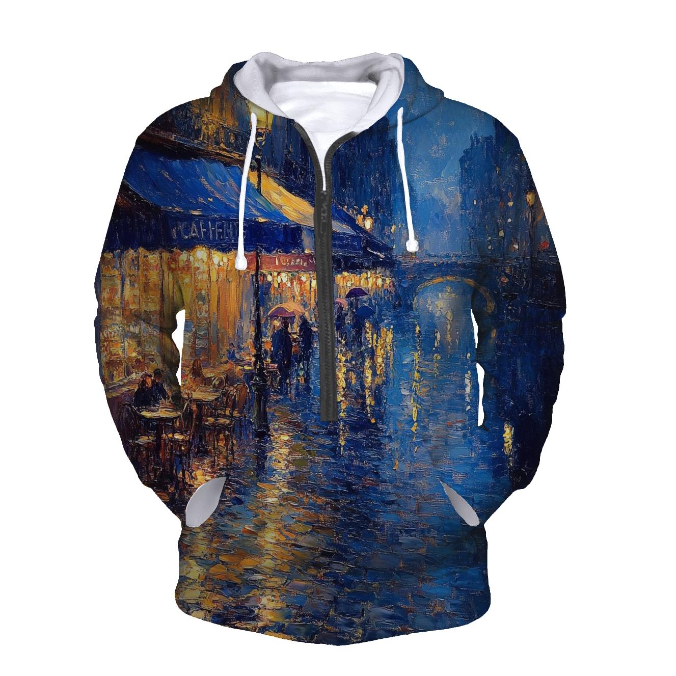 Claude Monet Inspired Citylights After Rain printed hoodies