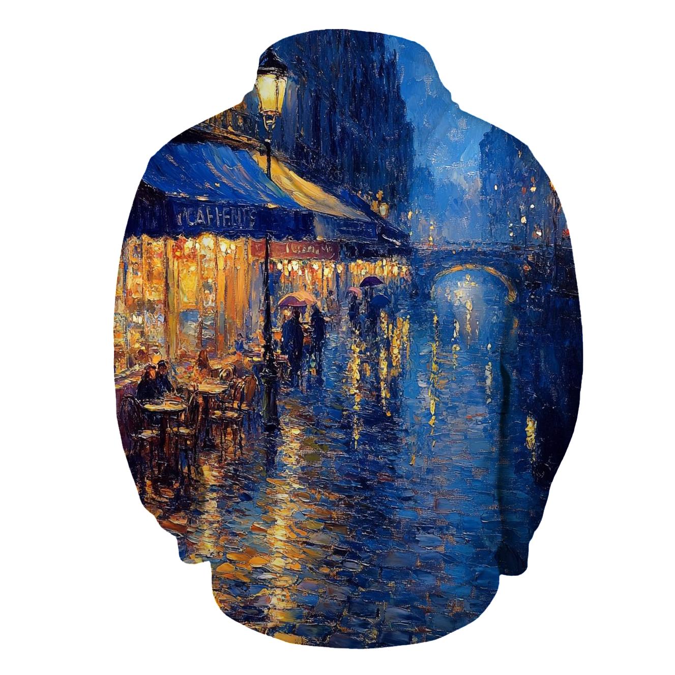 Claude Monet Inspired Citylights After Rain printed hoodies