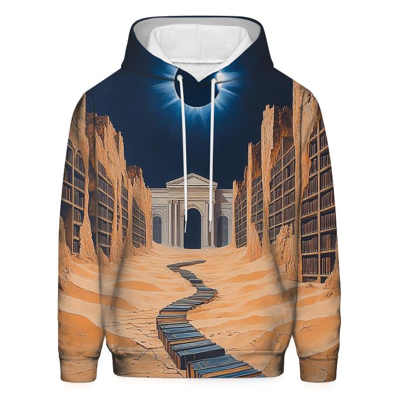 Salvador Dali Inspired Eclipse Over A Desert Library designer hoodies