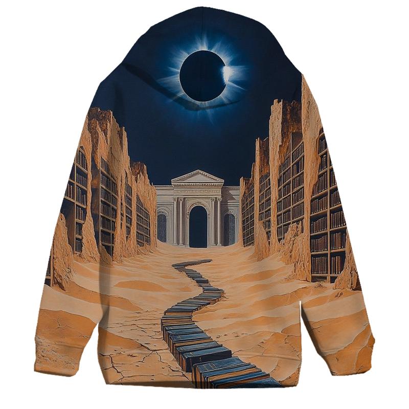 Salvador Dali Inspired Eclipse Over A Desert Library designer hoodies