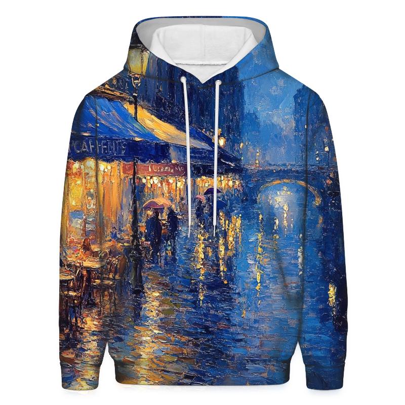 Claude Monet Inspired Citylights After Rain zip-up hoodies