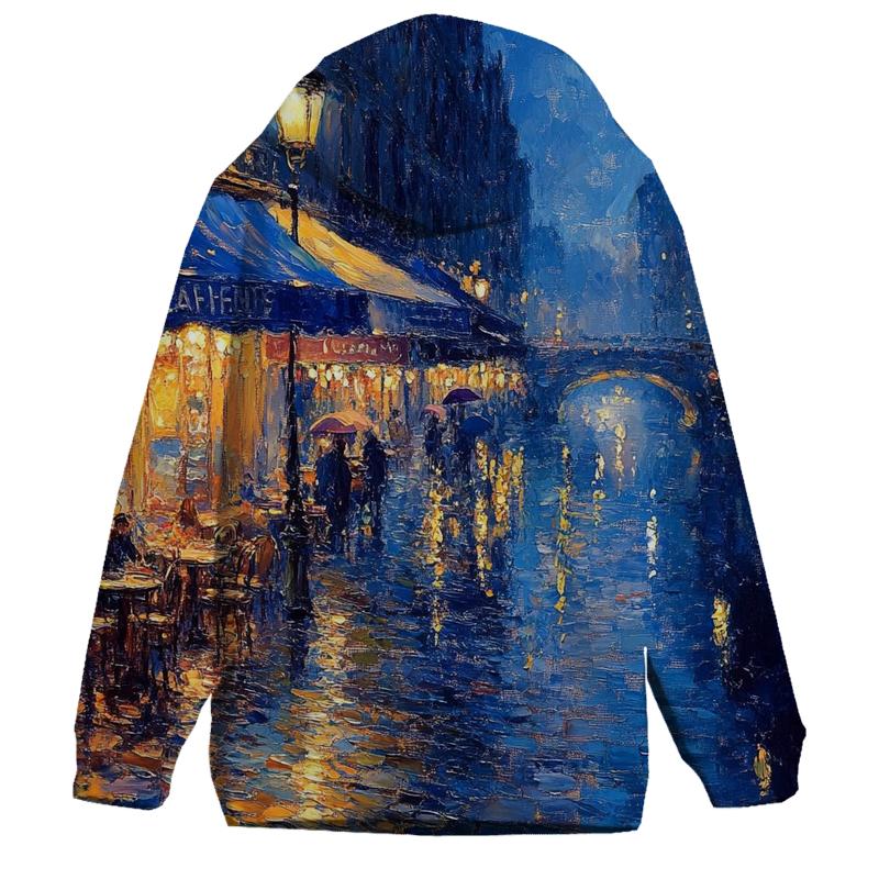 Claude Monet Inspired Citylights After Rain zip-up hoodies