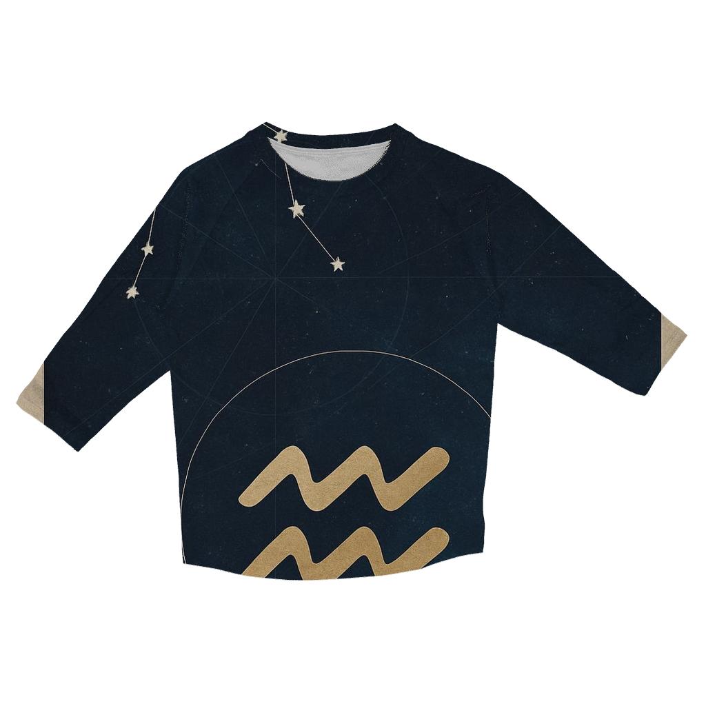 Aquarius Sidereal Water Bearer Star Chart casual three quarter sleeve shirts
