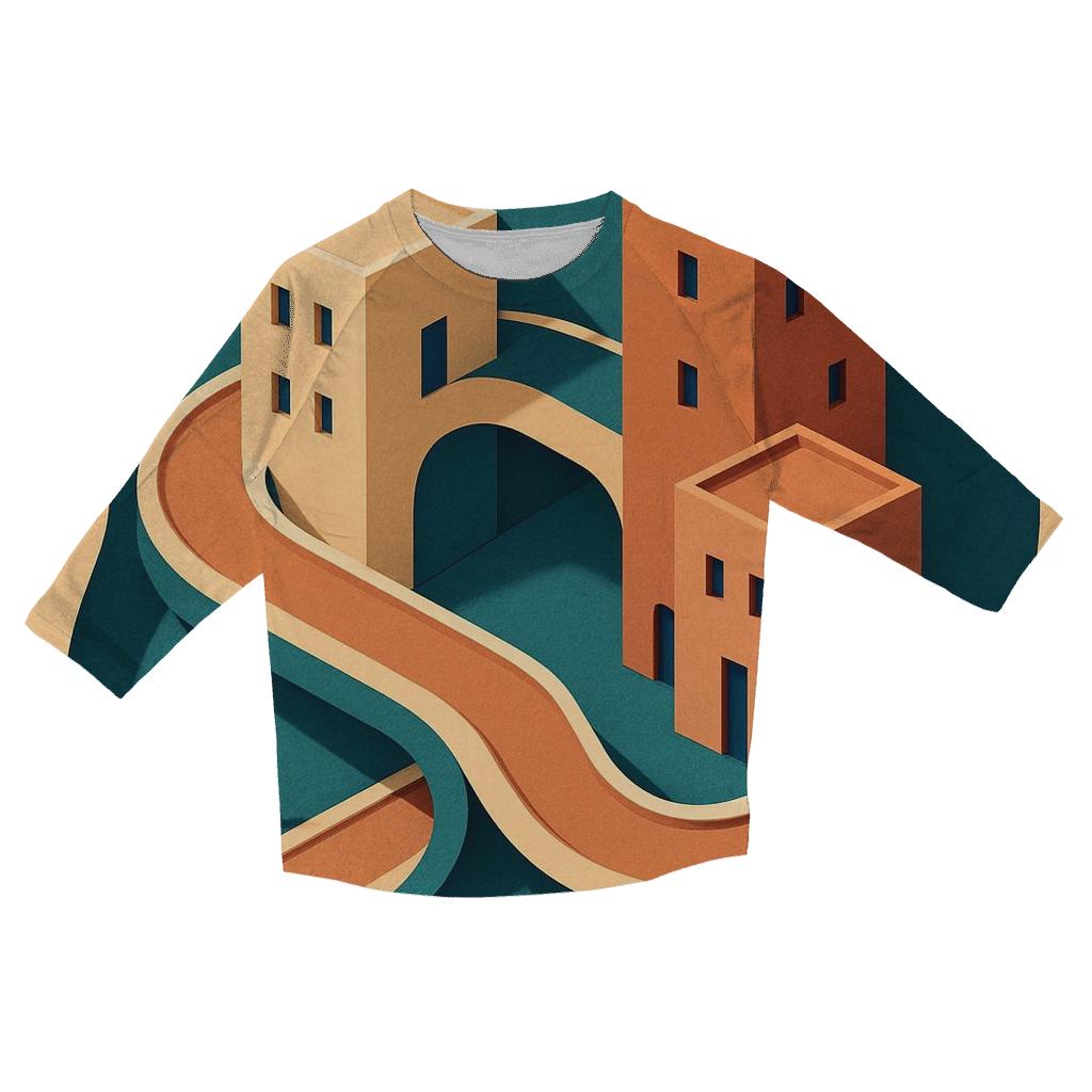 Kinetic Paper Cut City Mirage fashion 3/4 sleeve shirts