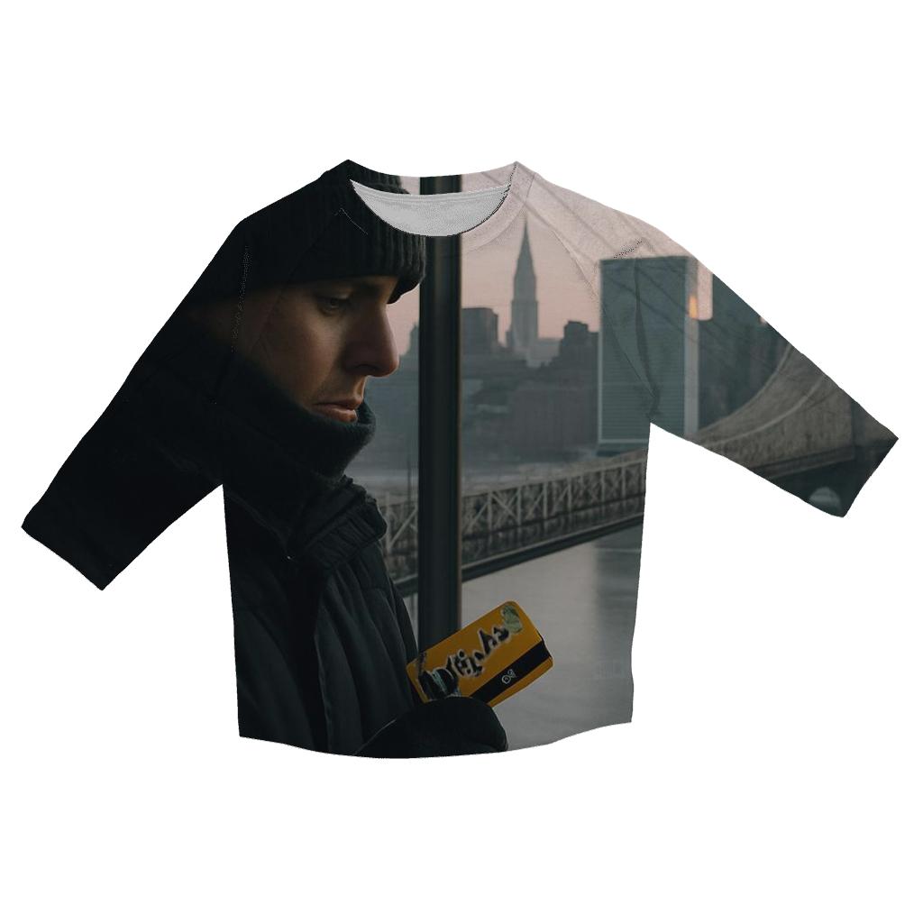 Roosevelt Island Tram Window Skyline At Winter Dawn custom 3/4 sleeve shirts