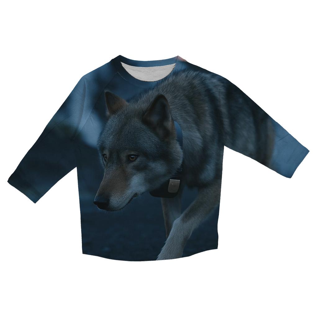 Collared Wolf Crossing A Geothermal Fumarole Field printed three quarter sleeve shirts