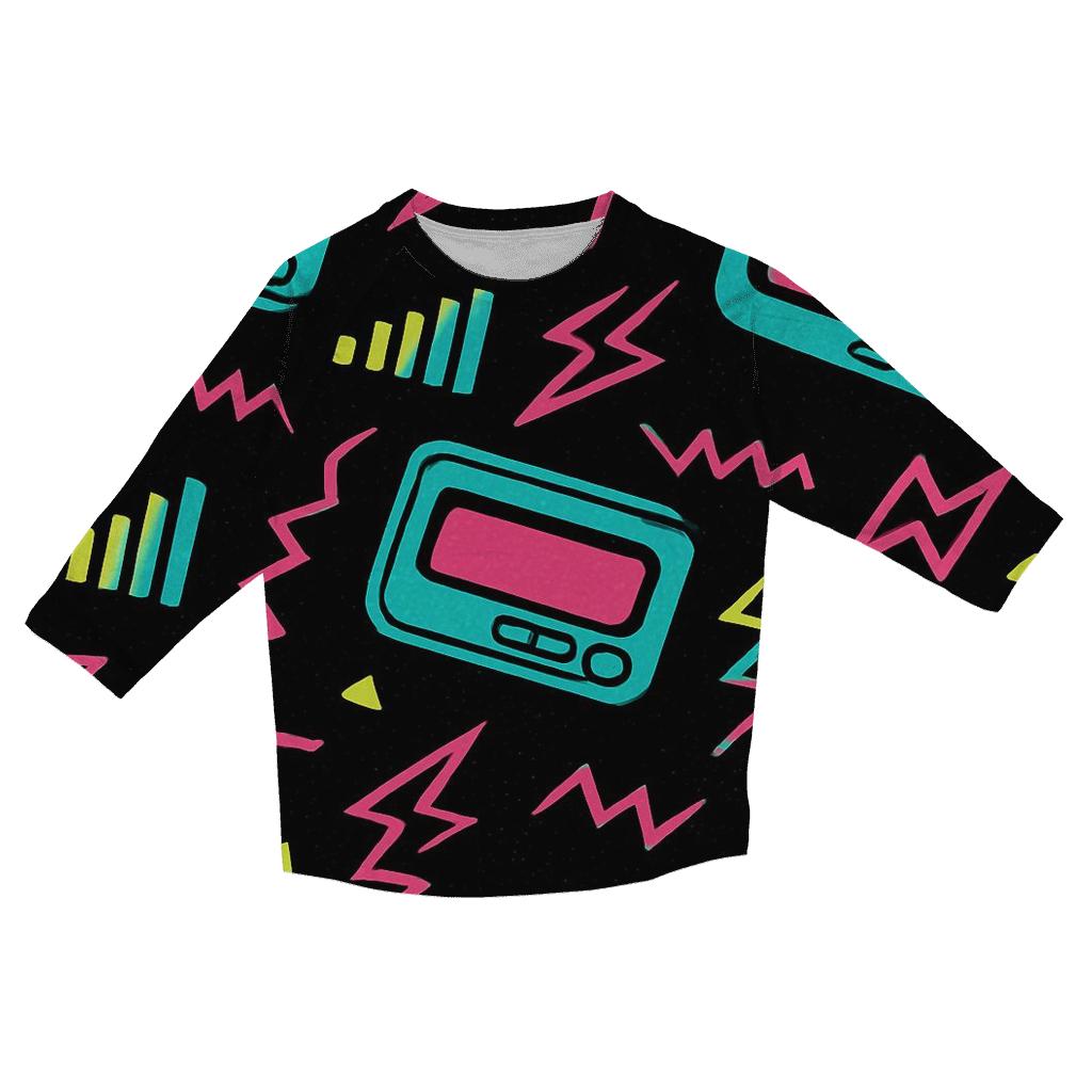Neon Pager Signal Pattern casual three quarter sleeve shirts
