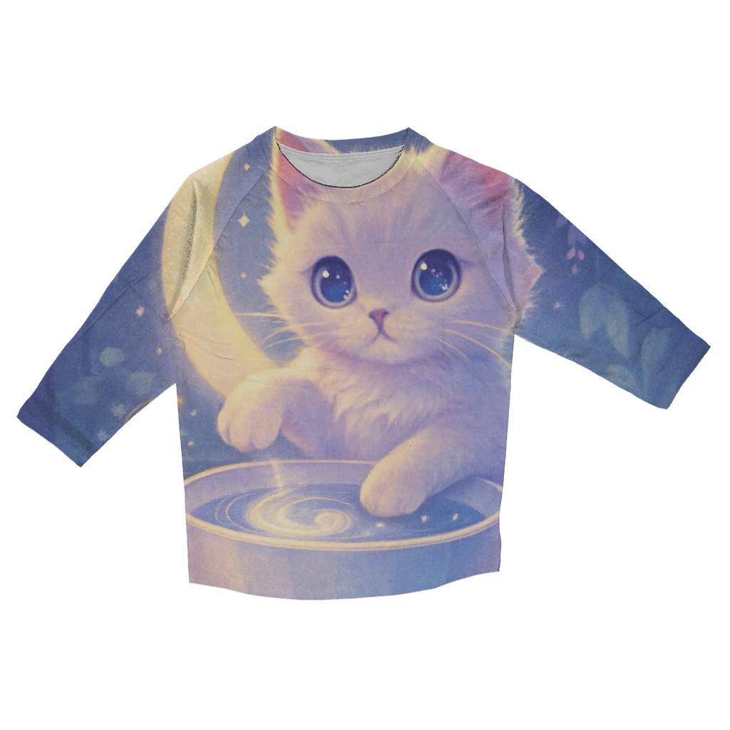 Moonlit Teacup Familiar stylish quarter sleeve tops