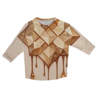 Champagne Facet Drip Emblem casual three quarter sleeve shirts