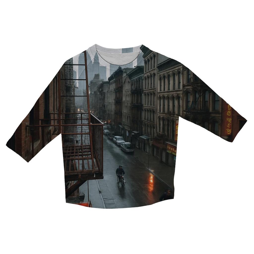 Chinatown Fire Escape View Toward Lower Manhattan After Rain stylish quarter sleeve tops