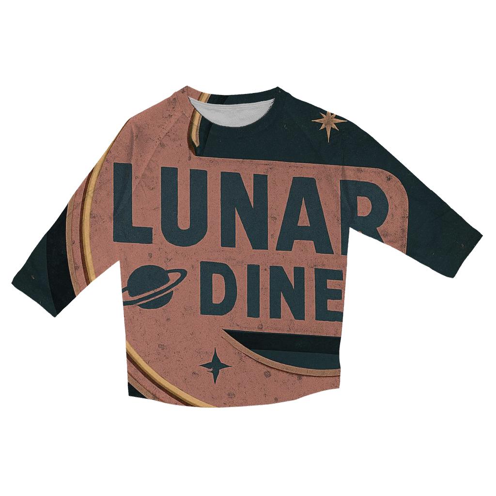 Retro Lunar Diner Neon Sign Print cotton quarter sleeve shirts