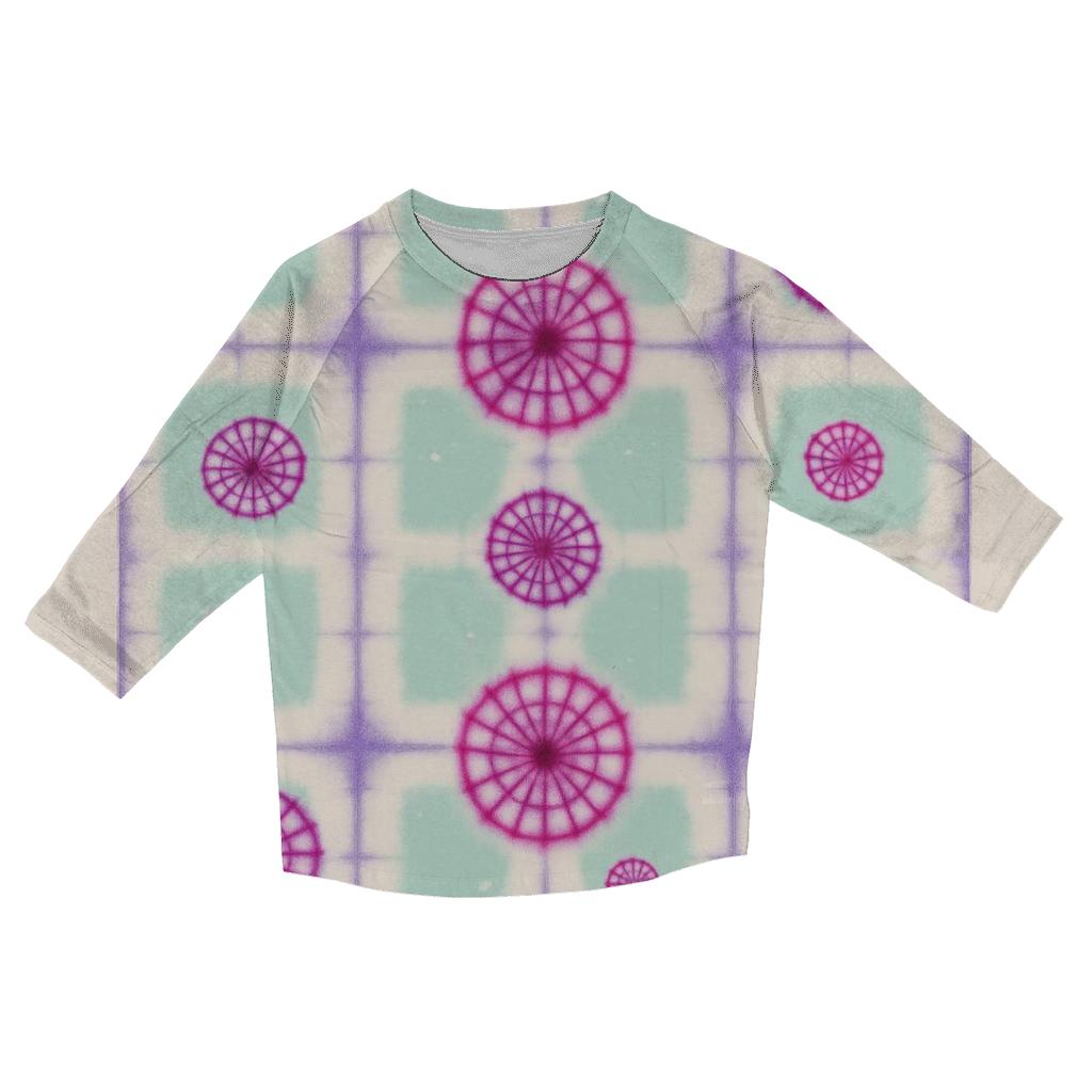Itajime Prism Grid With Kumo Rosettes printed three quarter sleeve shirts