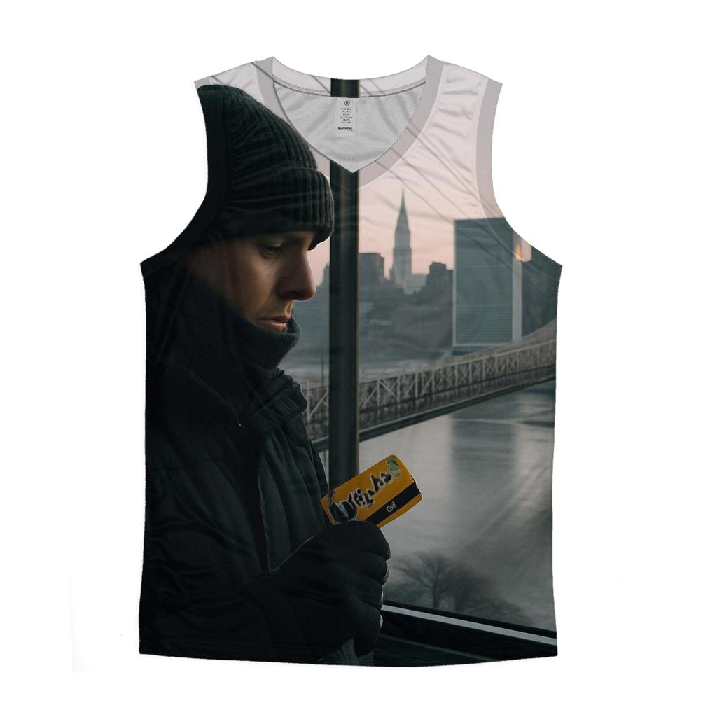 Roosevelt Island Tram Window Skyline At Winter Dawn custom tank tops