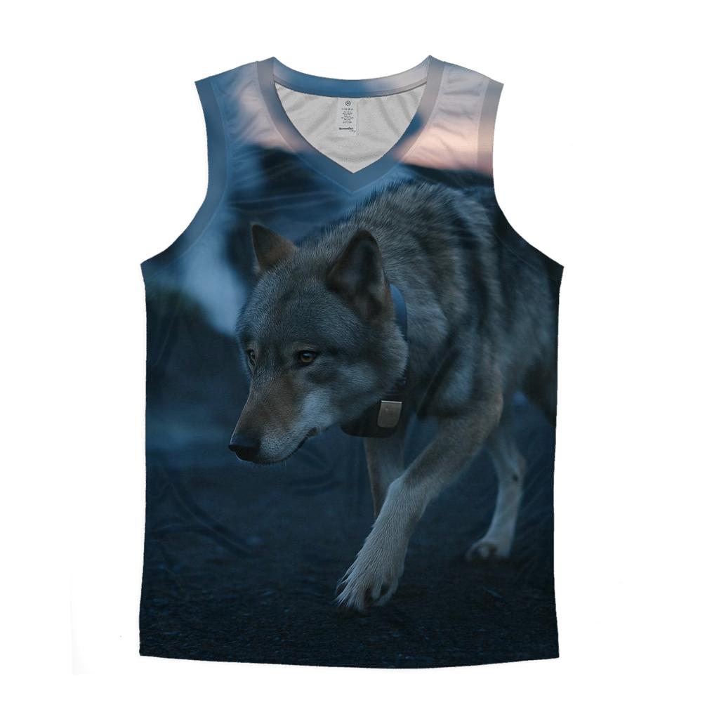 Collared Wolf Crossing A Geothermal Fumarole Field trendy fitted tank tops