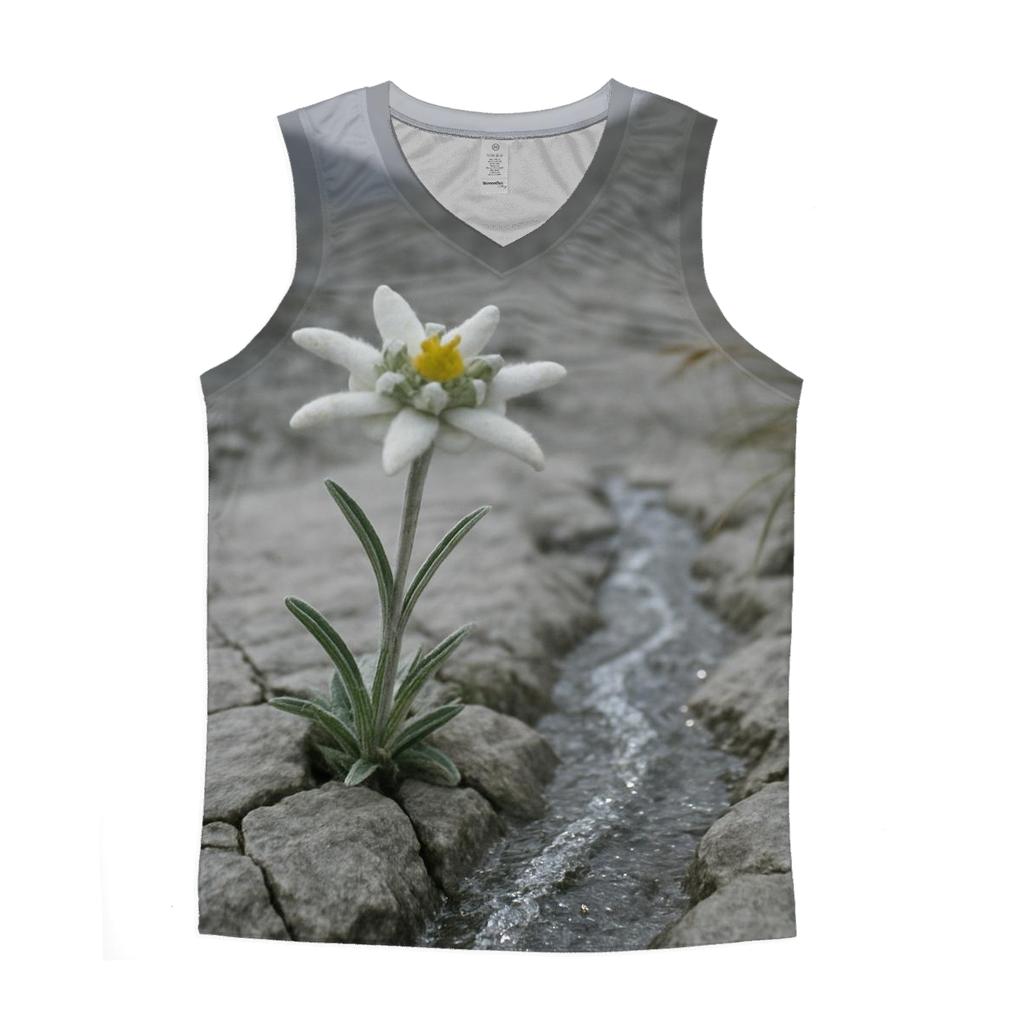 Alpine Edelweiss Beside A Glacial Melt Rill personalized athletic tanks