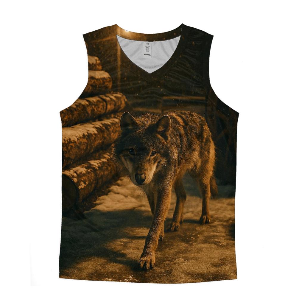 Timber Wolf In A Derelict Boreal Logging Yard At Snowfall trendy fitted tank tops