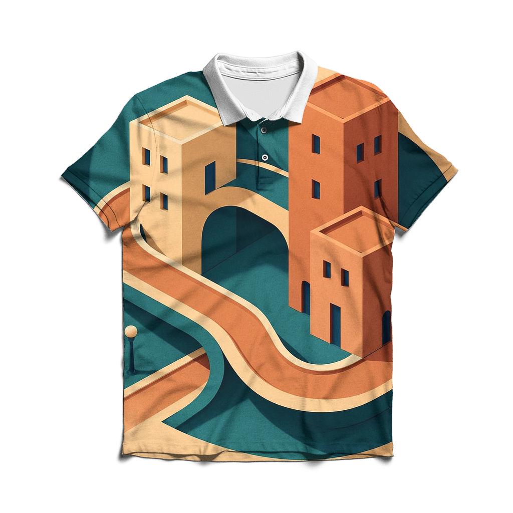 Kinetic Paper Cut City Mirage custom polo shirts