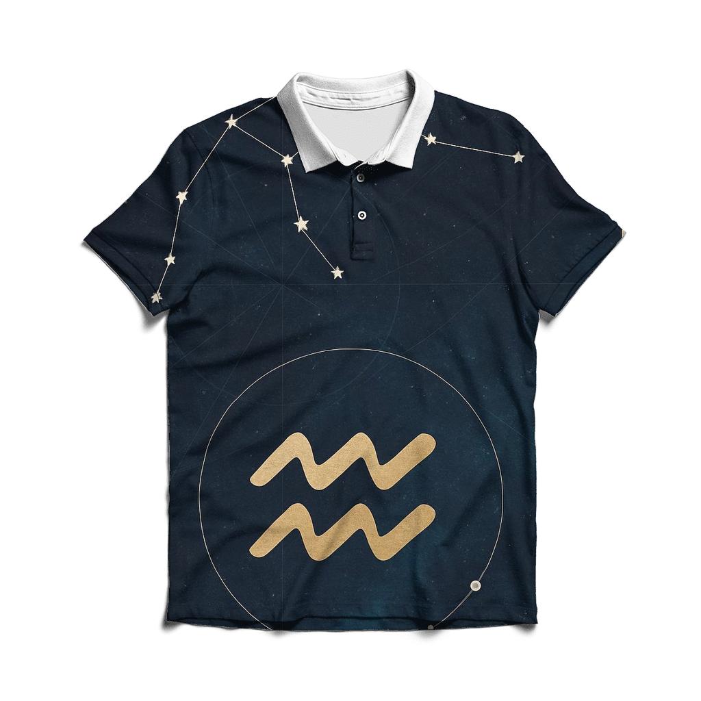 Aquarius Sidereal Water Bearer Star Chart personalized polo shirts