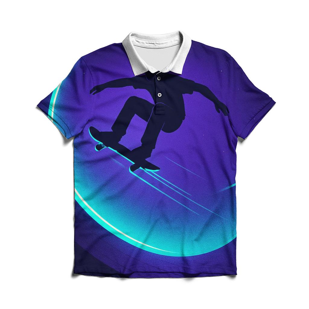 Cosmic Halfpipe Skateboarding Poster custom polo shirts