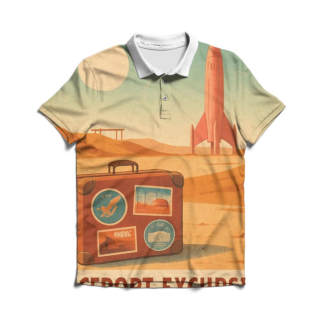 Aged Spaceport Postcard 1976 stylish collar polo tees