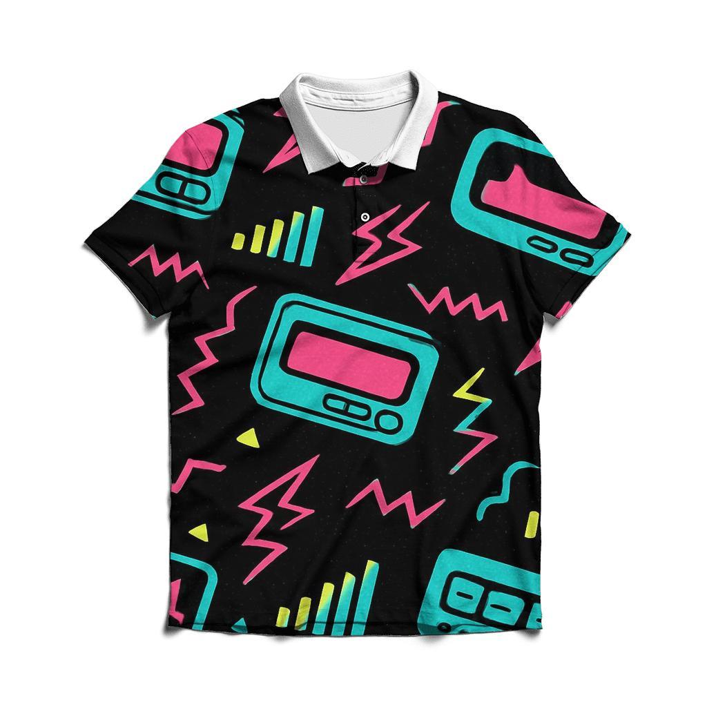 Neon Pager Signal Pattern casual sports polo shirts